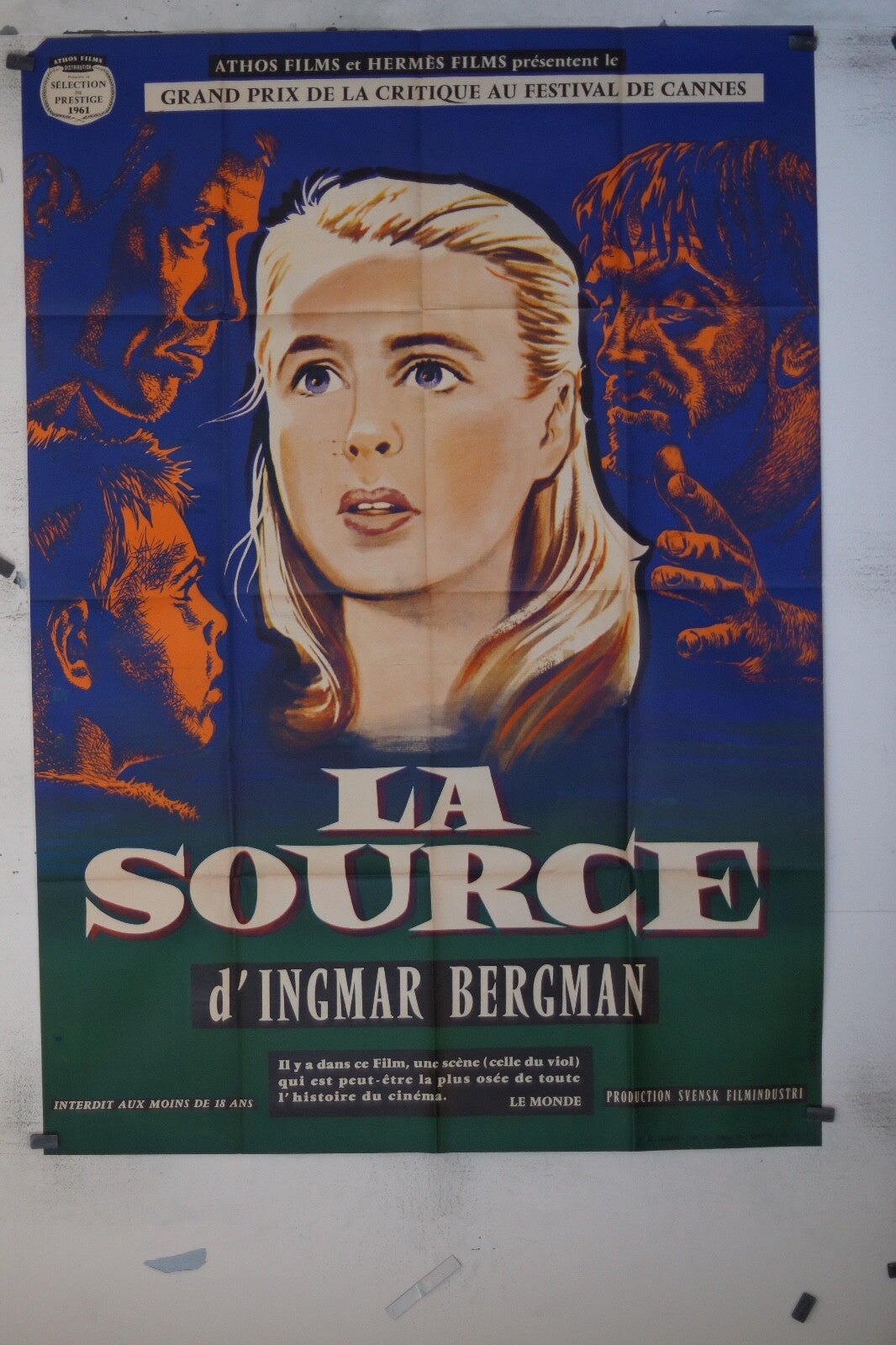 SOURCE (LA) MOVIE POSTER ORIGINAL 120x160 , (Jungfrukällan) Ingmar bergman 