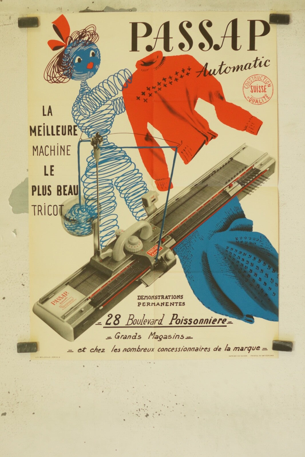 AFFICHE PASSAP, ADVERTISING POSTER ORIGINAL VINTAGE, 60X80