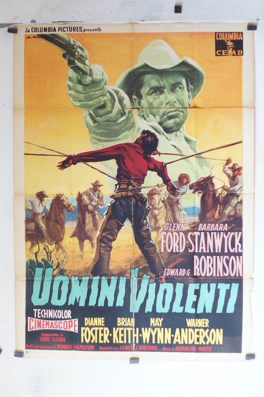 UOMINI VIOLENTI MOVIE POSTER ORIGINAL 120x160 GLENN FORD, BARBARA STANWYCK