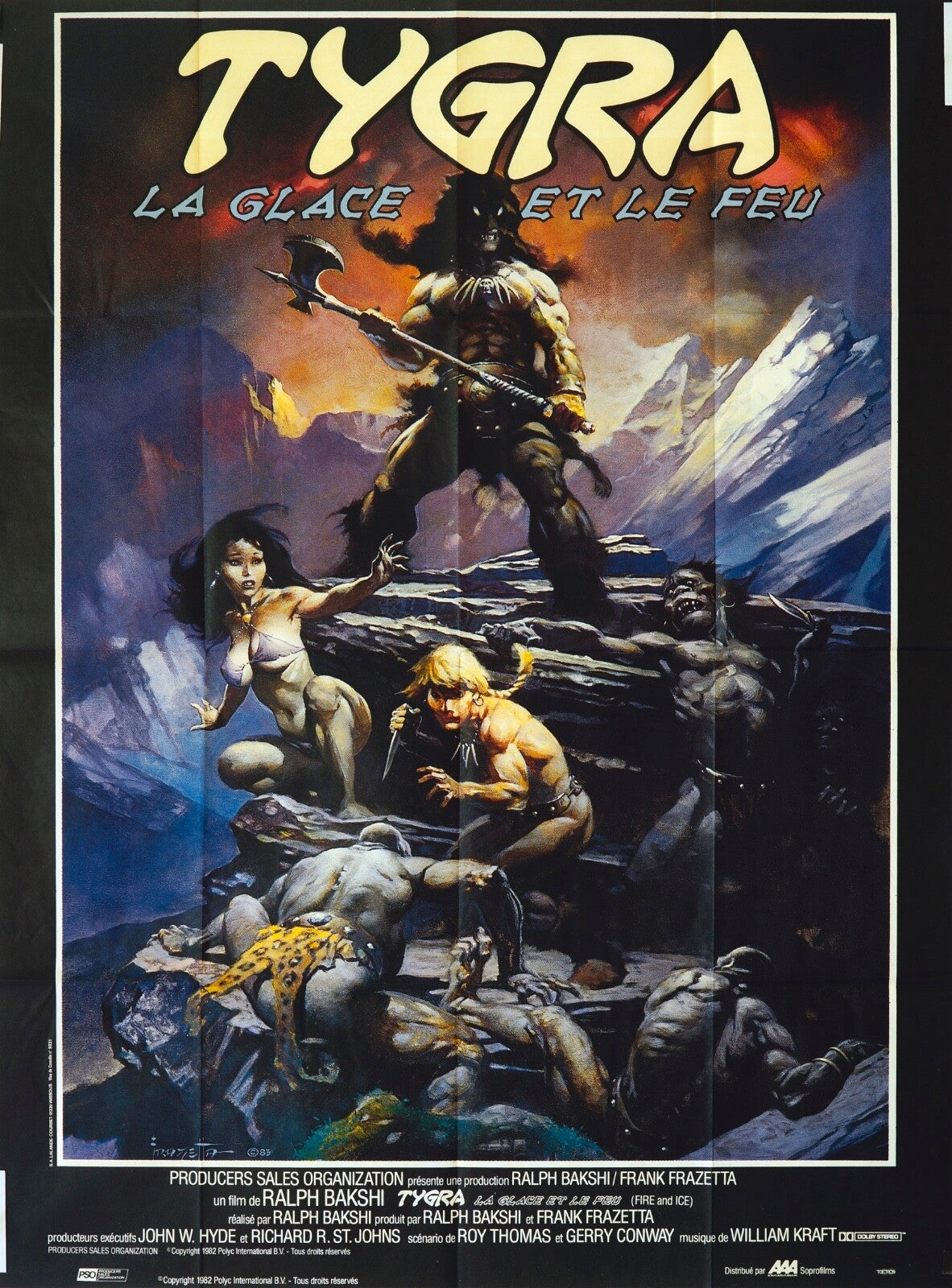 TYGRA LA GLACE ET LE FEU MOVIE POSTER ORIGINAL 120x160 RALPH KAKSHI