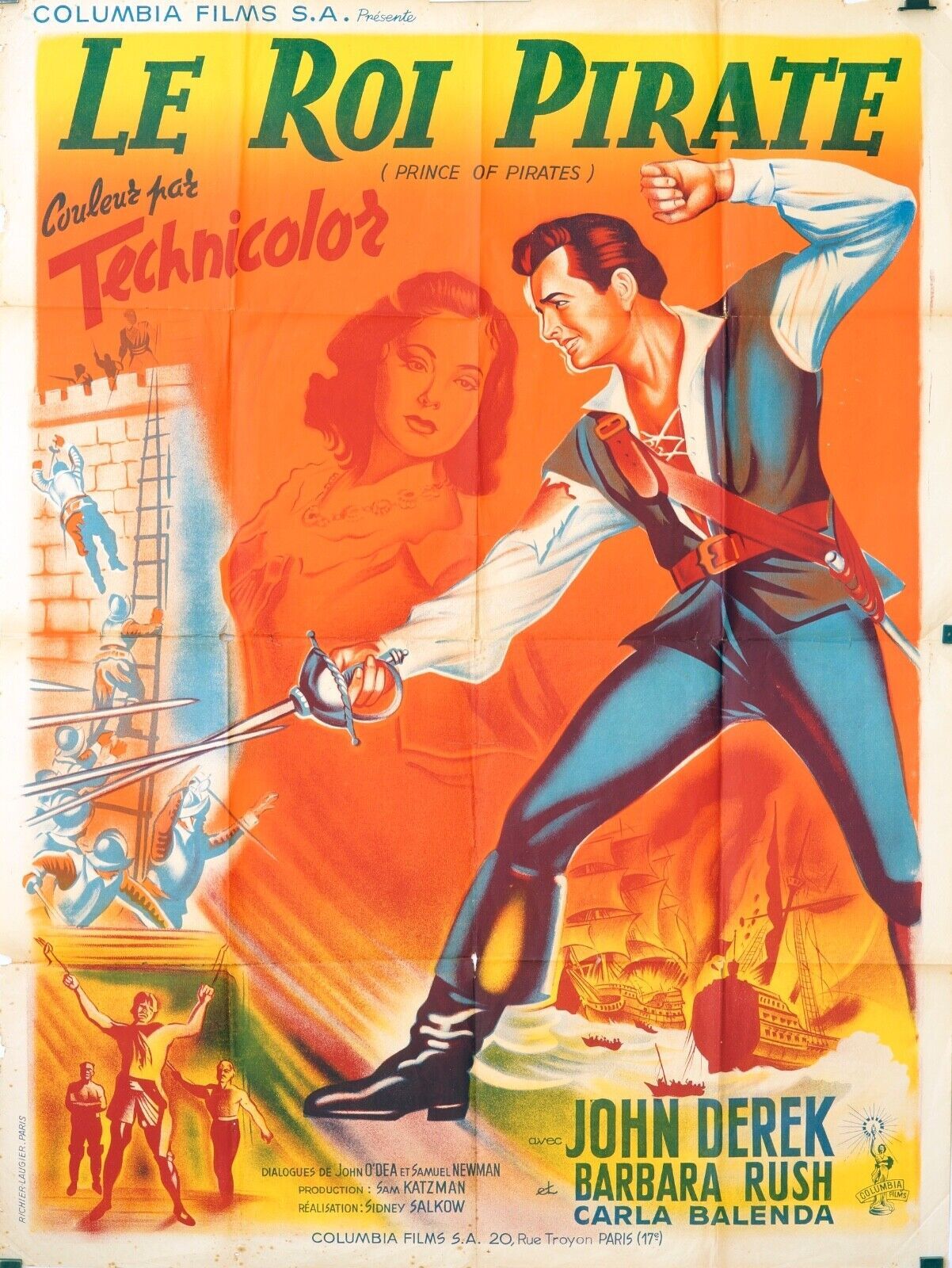 LE ROI PIRATE MOVIE POSTER ORIGINAL 120x160 JOHN DEREK