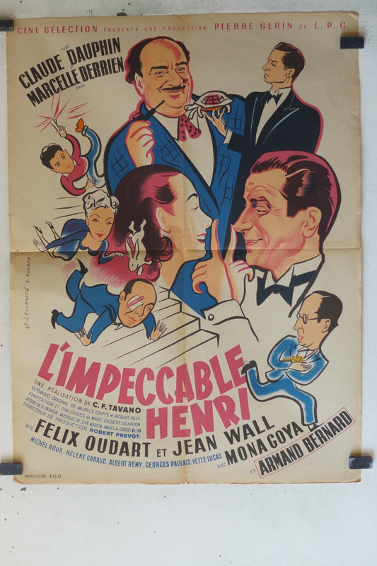 IMPECCABLE HENRI (L’) MOVIE POSTER ORIGINAL 60x80, Claude Dauphin.