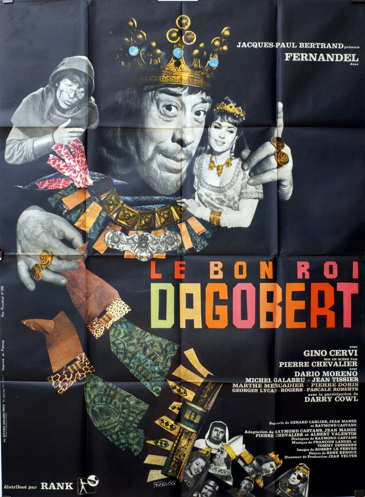 LE BON ROI DAGOBERT FERNANDEL  ORIGINAL MOVIE POSTER 120x160