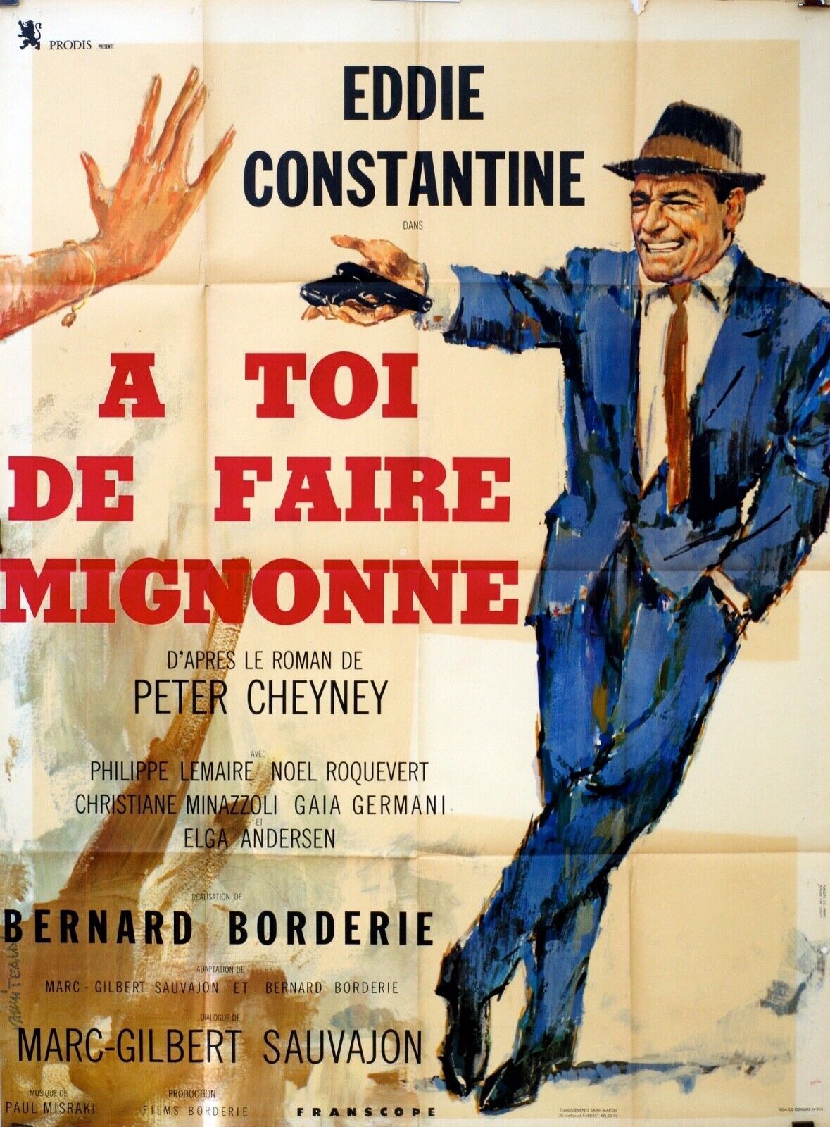 A TOI DE FAIRE MIGNONNE MOVIE POSTER ORIGINAL 120x160 EDDIE CONSTATNTINE