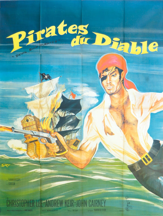 PIRATES DU DIABLE POSTER ORIGINAL 120x160 CHRISTOPHE LEE