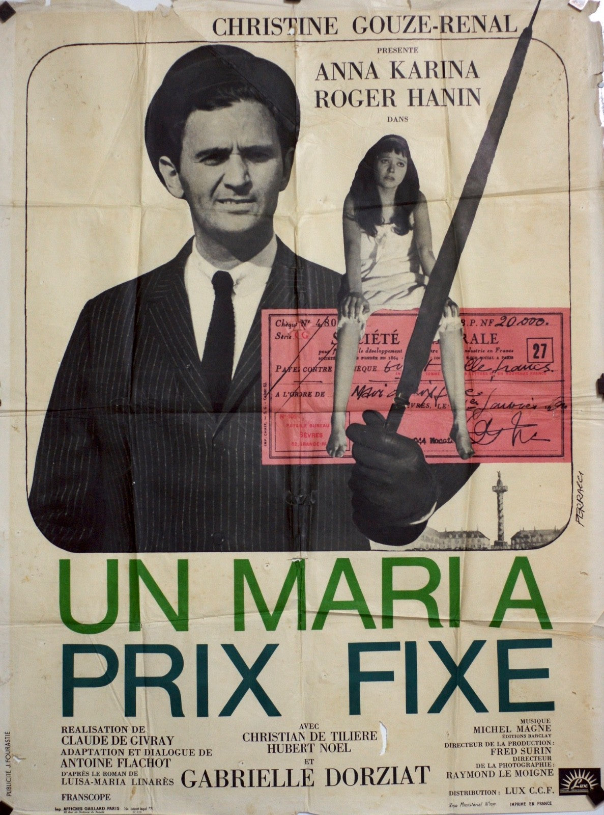 UN MARI A PRIX FIXE  ANNA KARINA  MOVIE POSTER ORIGINAL 120x160