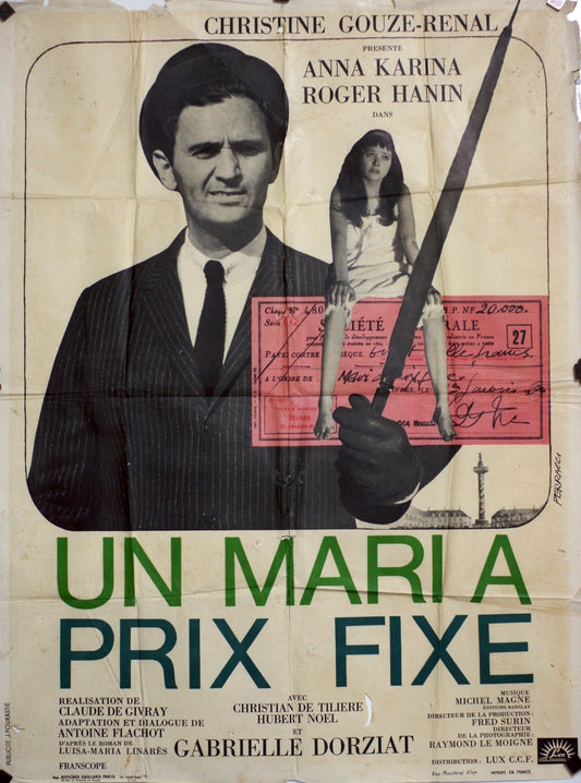 UN MARI A PRIX FIXE  ANNA KARINA  MOVIE POSTER ORIGINAL 120x160