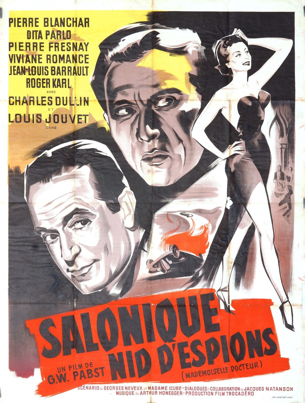 SALONIQUE NID D’ESPIONS POSTER ORIGINAL 120x160 PIERRE BLANCHAR