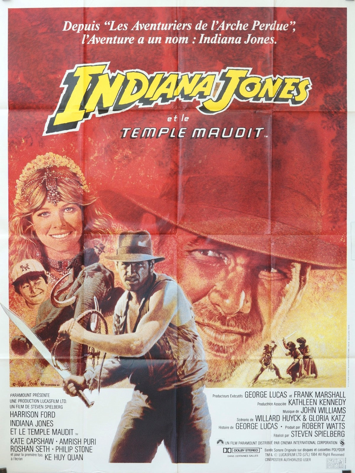 INDIANA JONES ET LE TEMPLE DES MAUDITS MOVIE POSTER ORIGINAL 120x160