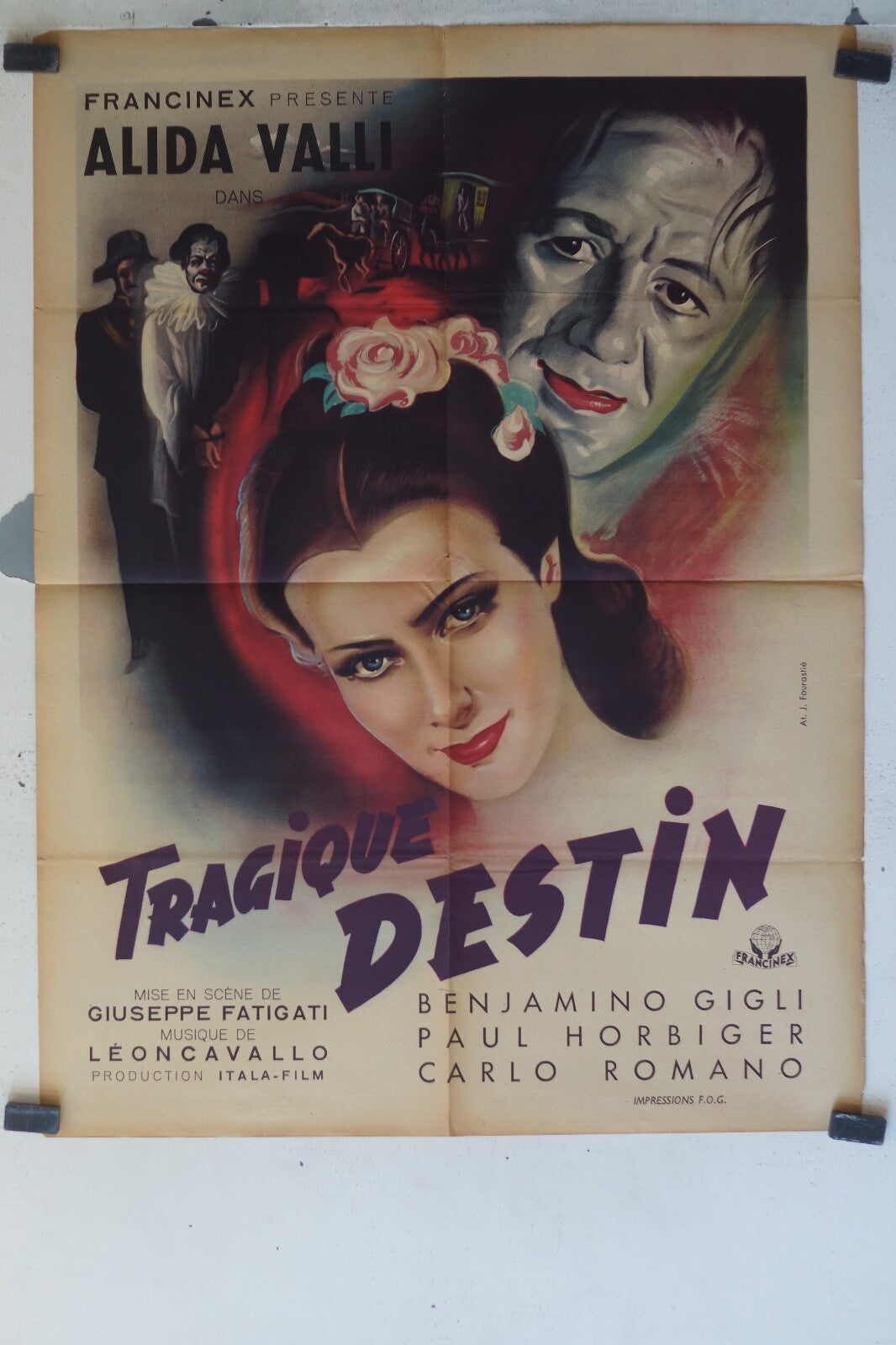 TRAGIQUE DESTIN MOVIE POSTER ORIGINAL (60X80) Alida Valli , Paul Horbiger 