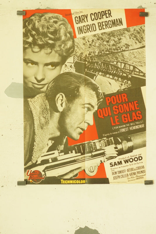 POUR QUI SONNE LE GLAS MOVIE POSTER ORIGINAL (60X80) INGRID BERGMAN – GARY