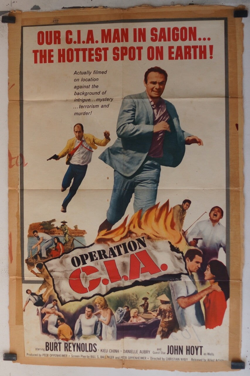 OPÉRATION CIA (1965) 70x100 ORIGINAL MOVIE POSTER BURT REYNOLDS, JOHN HOYT