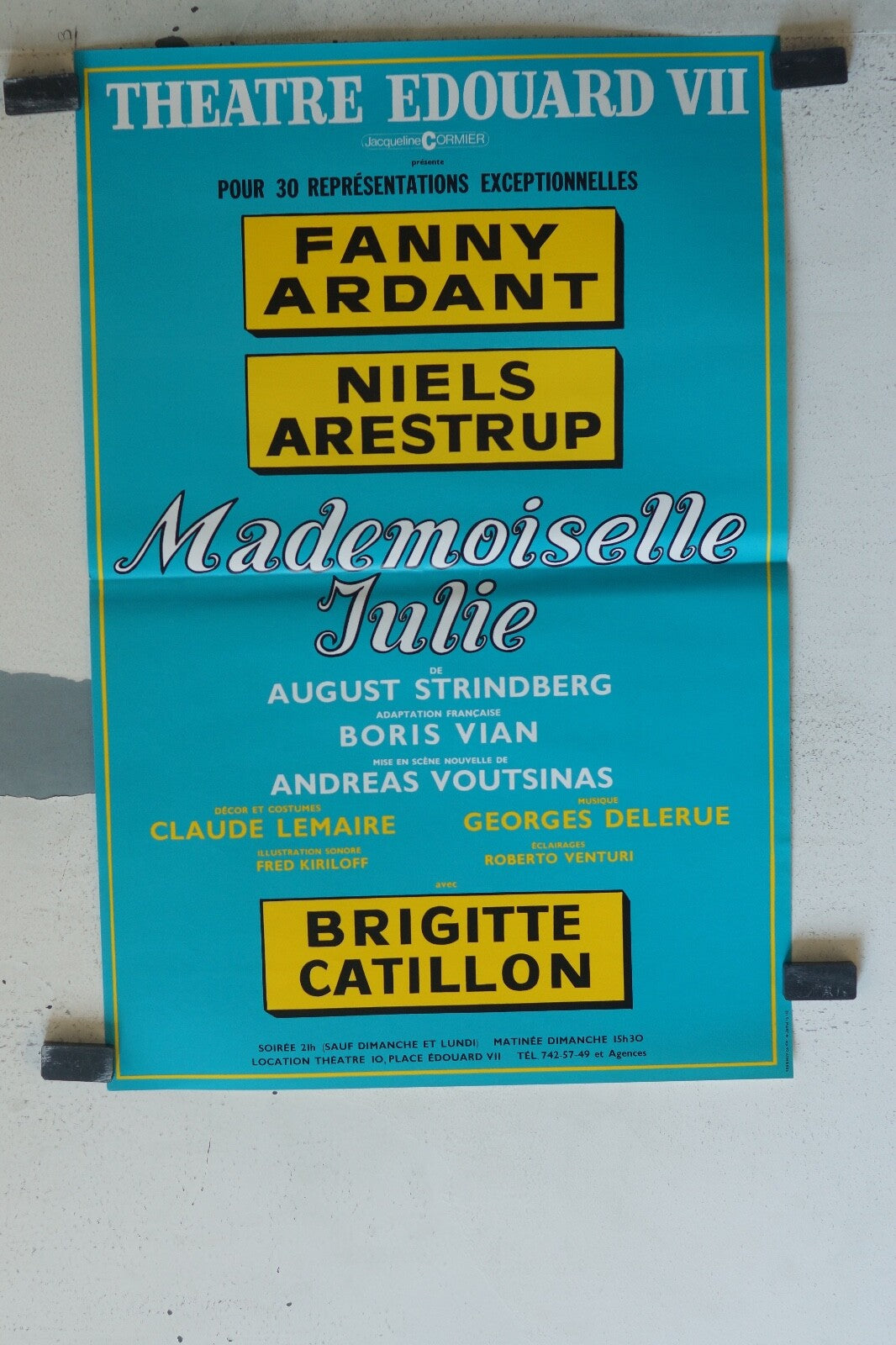 MADEMOISELLE JULIE POSTER ORIGINAL 57x38 August Strindberg