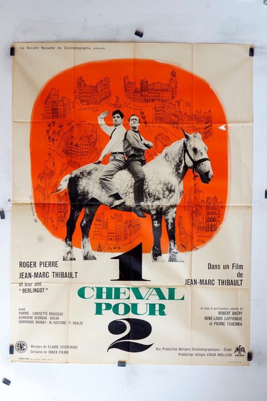 1 CHEVAL POUR 2 ROGER PIERRE ORIGINAL MOVIE POSTER 120x160