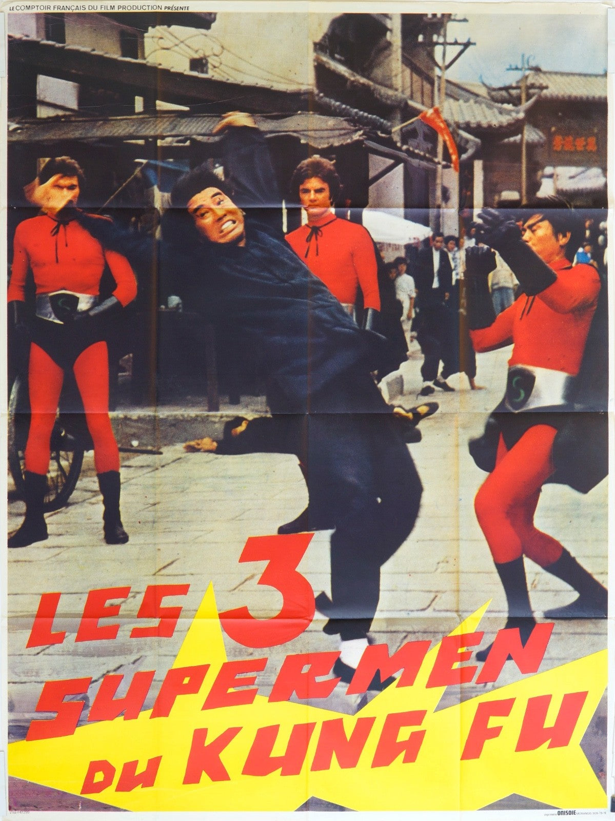 LES 3 SUPERMEN DU KUNG FU ORIGINAL MOVIE POSTER 120x160