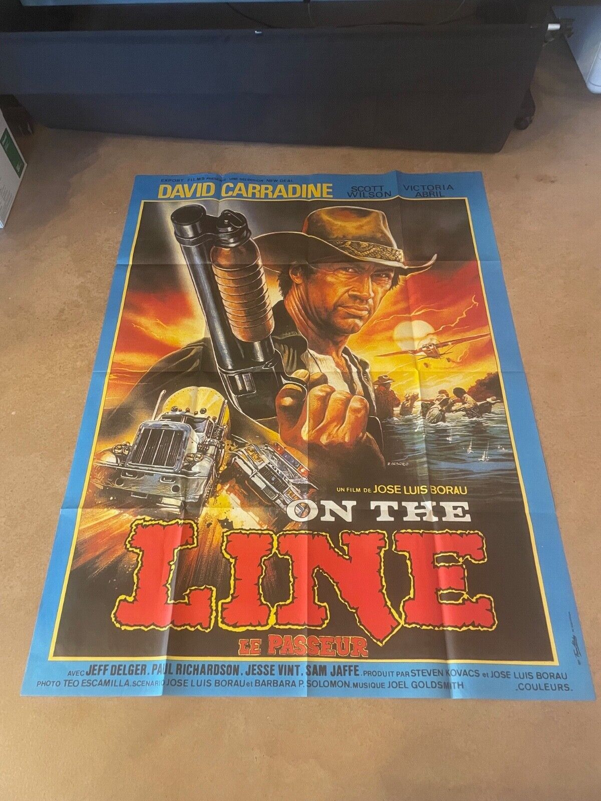 ON THE LINE “LE PASSEUR” ORIGINAL MOVIE POSTER 120x160 DAVID CARRADINE