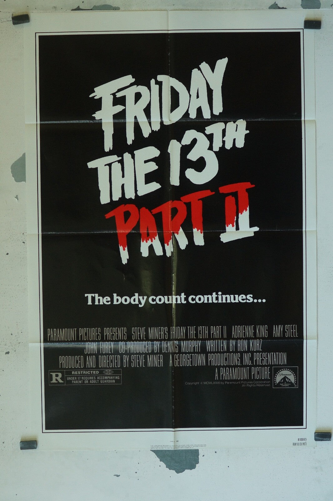 FRIDAY THE 13 TH PART II 70x100 ORIGINAL MOVIE POSTER