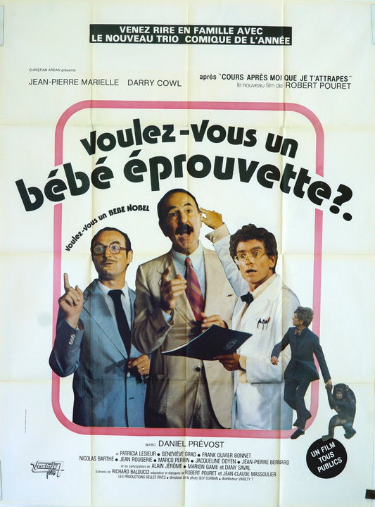 VOULEZ-VOUS UN BÉBÉ ÉPROUVETTE ?  ORIGINAL MOVIE POSTER 120x160 JEAN-PIERRE MARI