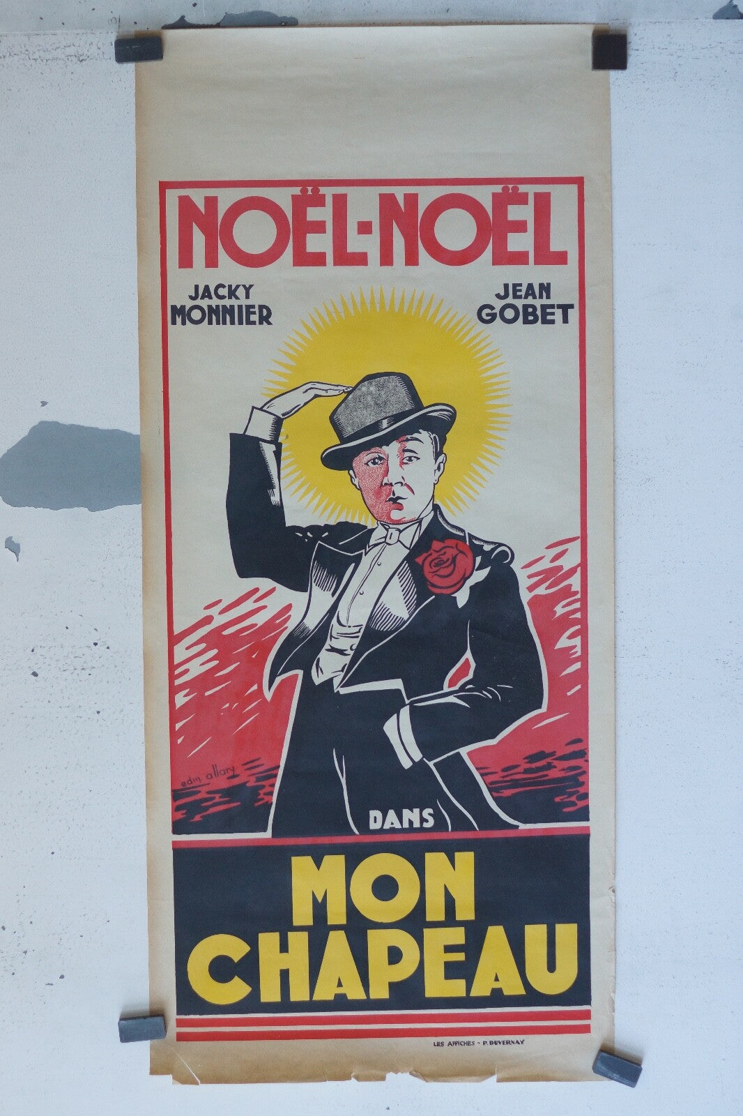 MON CHAPEAU (RARE POSTER CINEMA DE PROVINCE) ORIGINAL 40X90 NOËL - NOËL