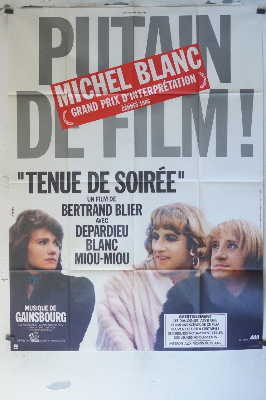 TENUE DE SOIRÉE POSTER ORIGINAL 120x160 BERTRAND BLIER, DEPARDIEU, BLANC