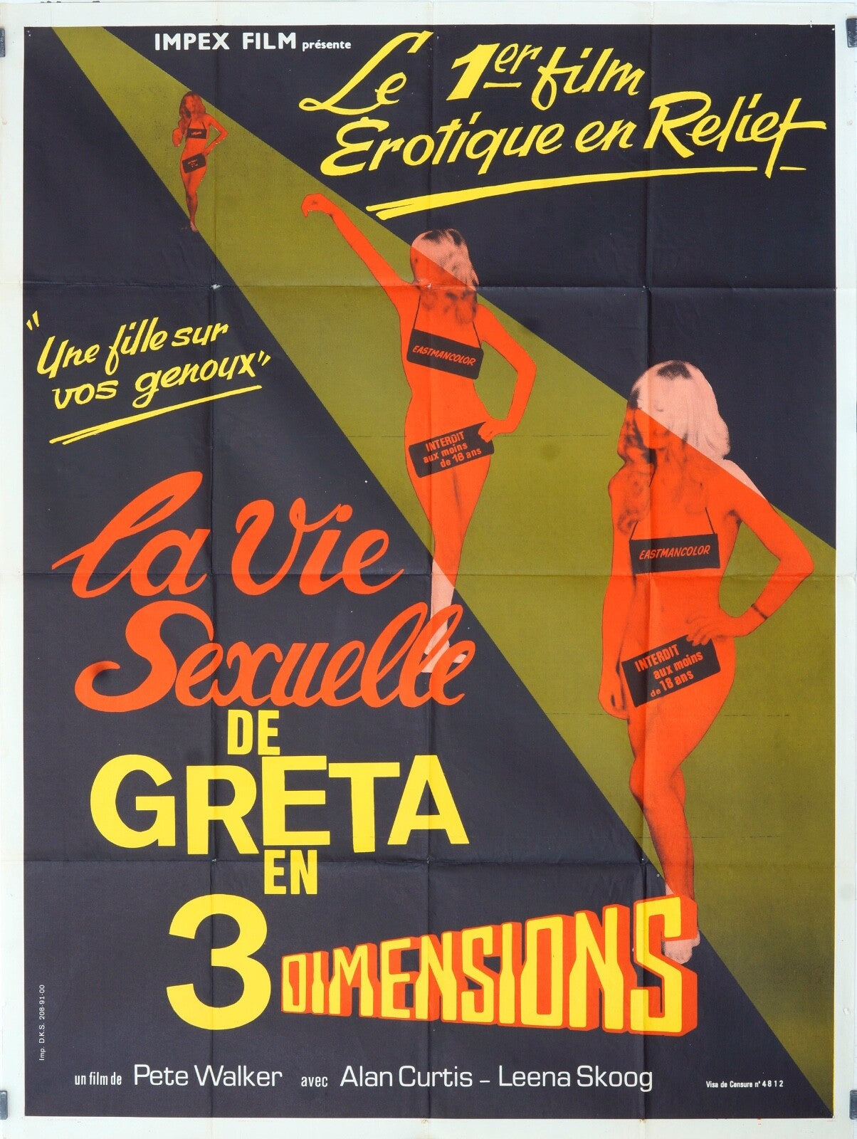LA VIE SEXUELLE DE GRETTA EN 3 DIMENSIONS MOVIE POSTER ORIGINAL 120x160