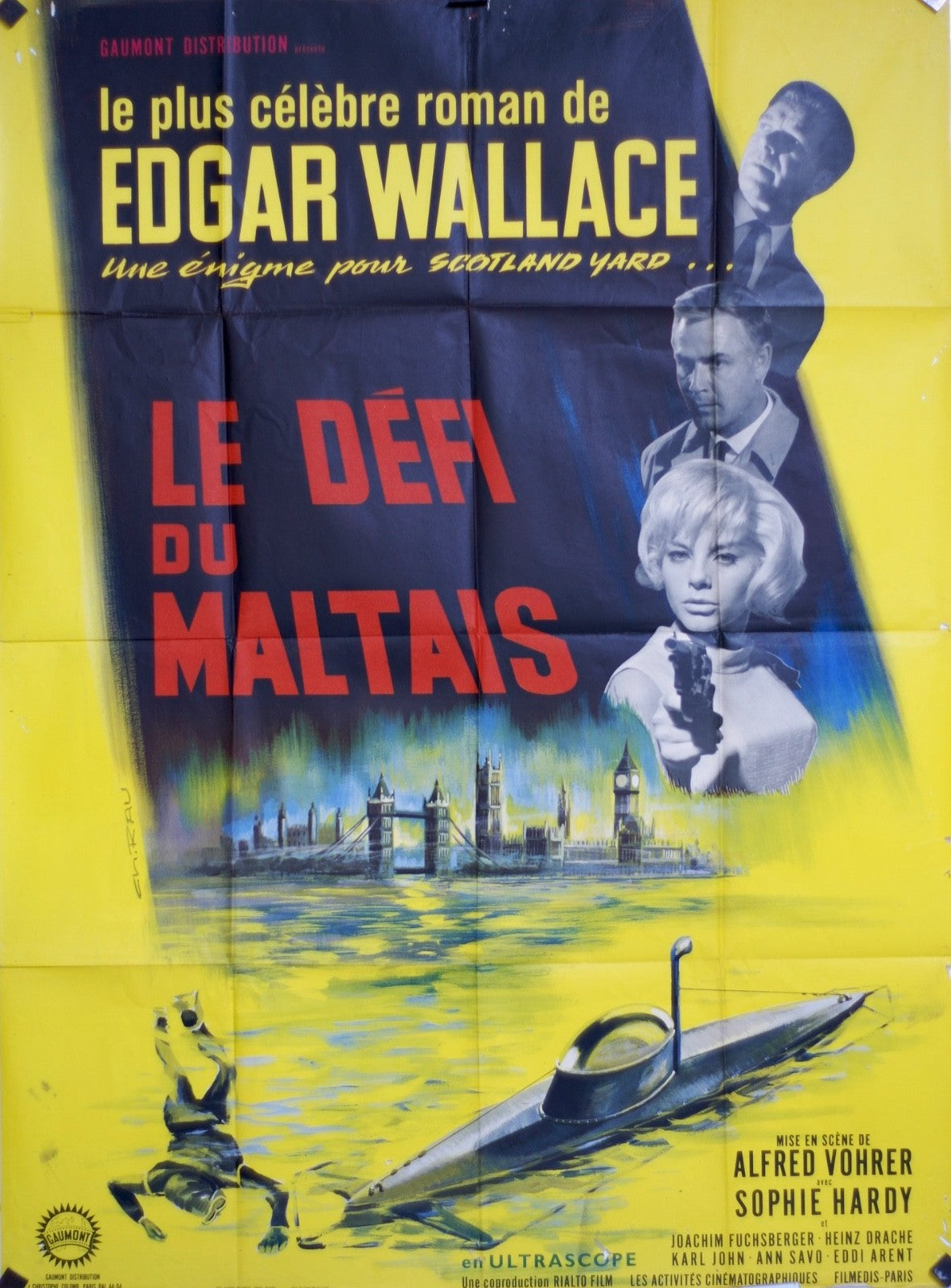 LE DÉFI DU MALTAIS EDGAR WALLACE MOVIE POSTER ORIGINAL 120x160