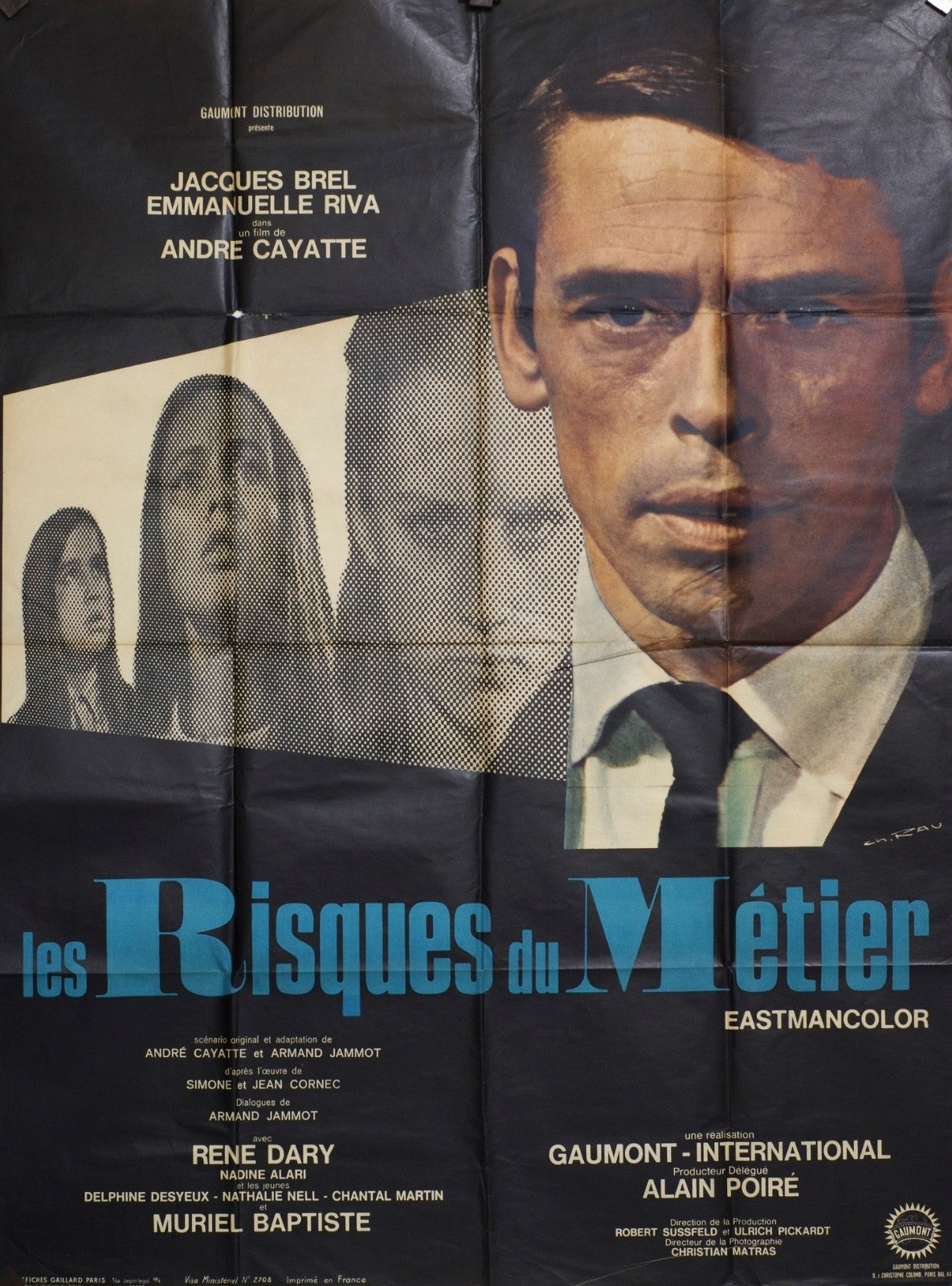 LES RISQUES DU MÉTIER JACQUES BREL MOVIE POSTER ORIGINAL 120x160