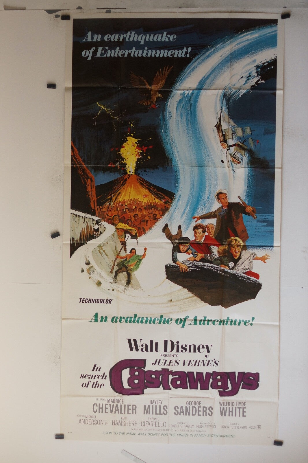 CASTAWAYS ( WALT DISNEY) 70x100 ORIGINAL MOVIE POSTER MAURICE CHEVALIER, HAYLEY