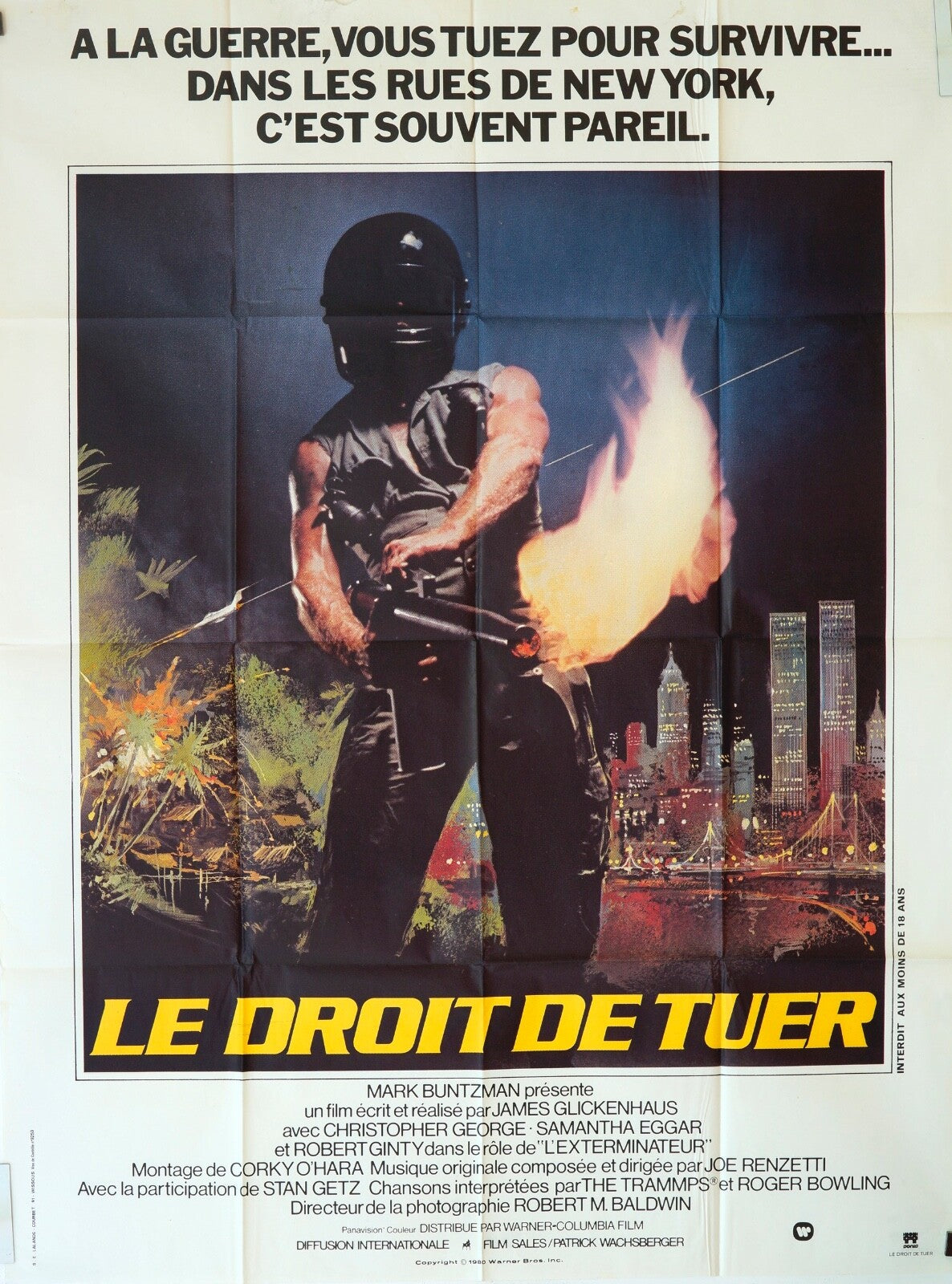 LE DROIT DE TUER ORIGINAL MOVIE POSTER 120x160 CHRISTOPHER GEORGE