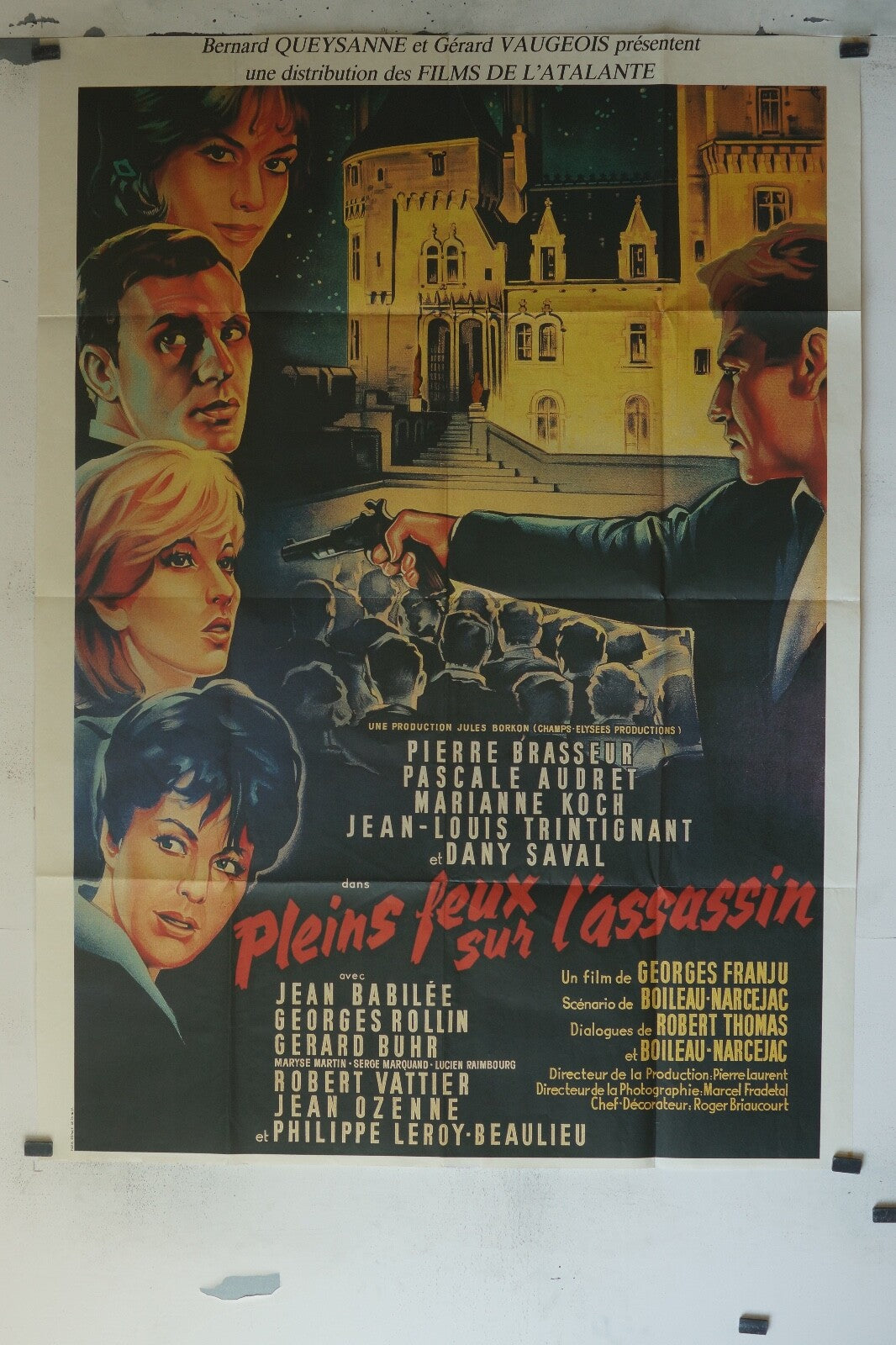 PLEINS FEUX SUR L’ASSASSIN MOVIE POSTER ORIGINAL 120x160 PIERRE BRASSEUR