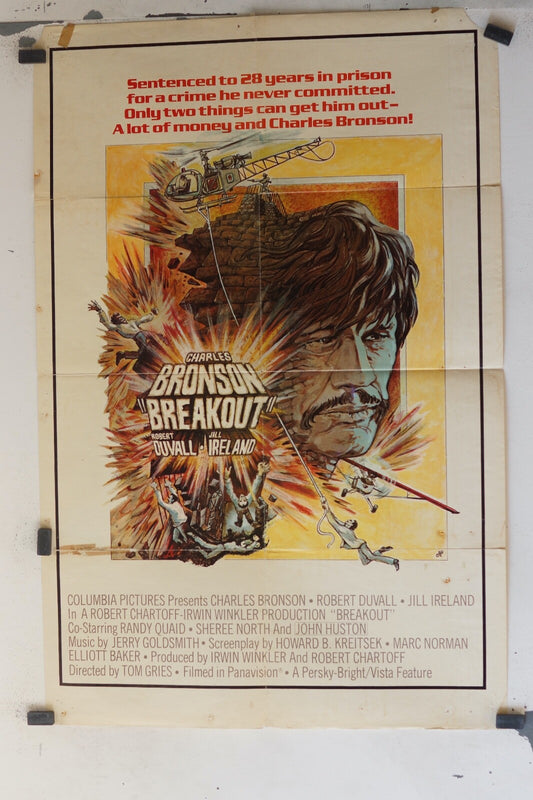 BREAKOUT ORIGINAL MOVIE POSTER 70x100 CHARLES BRONSON, ROBERT DUVALL, JILL IRELA