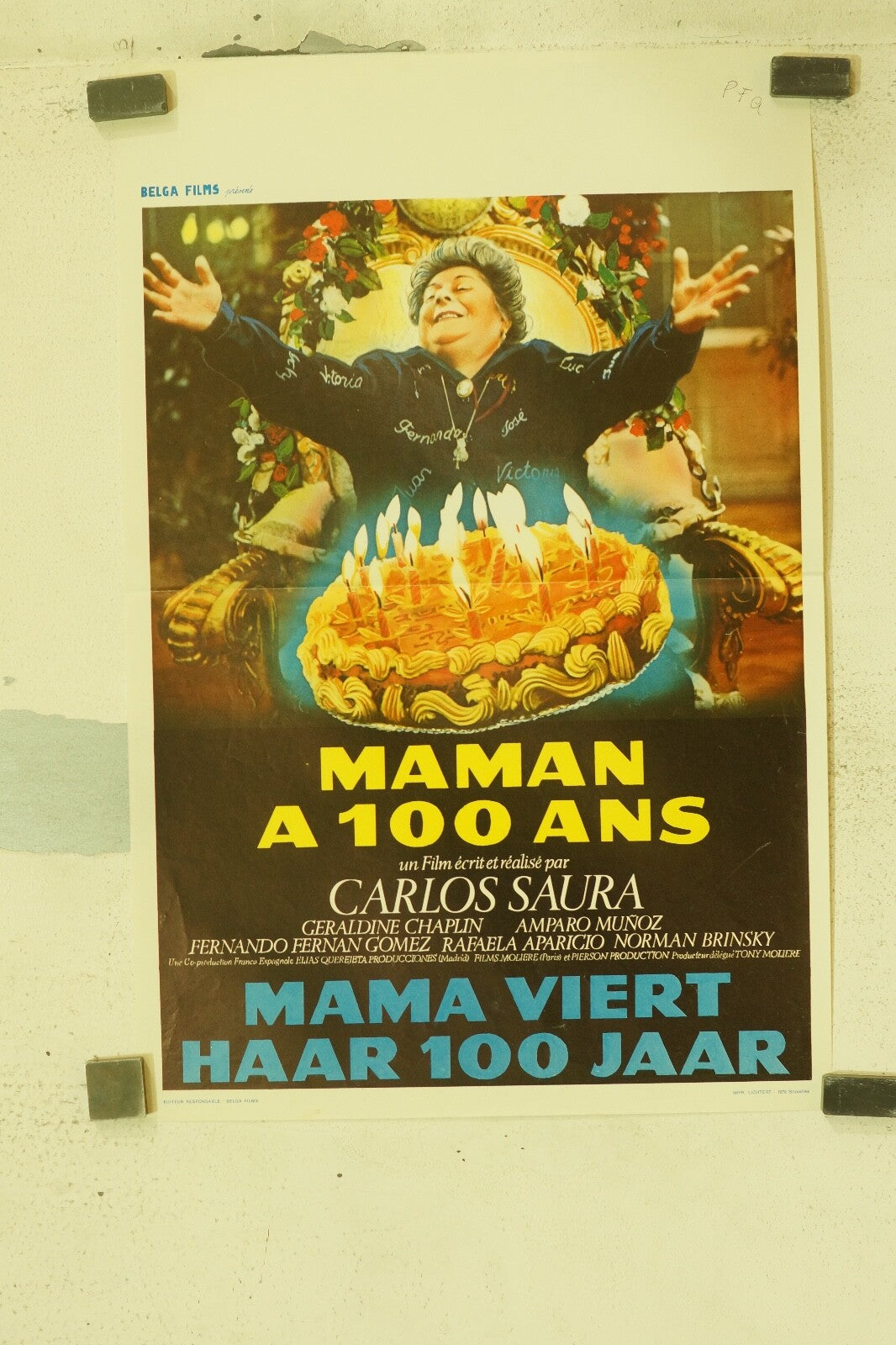 MAMAN A 100 ANS, BELGIAN MOVIE POSTER ORIGINAL 54x36 GERALDINE CHAPLIN AMPARO