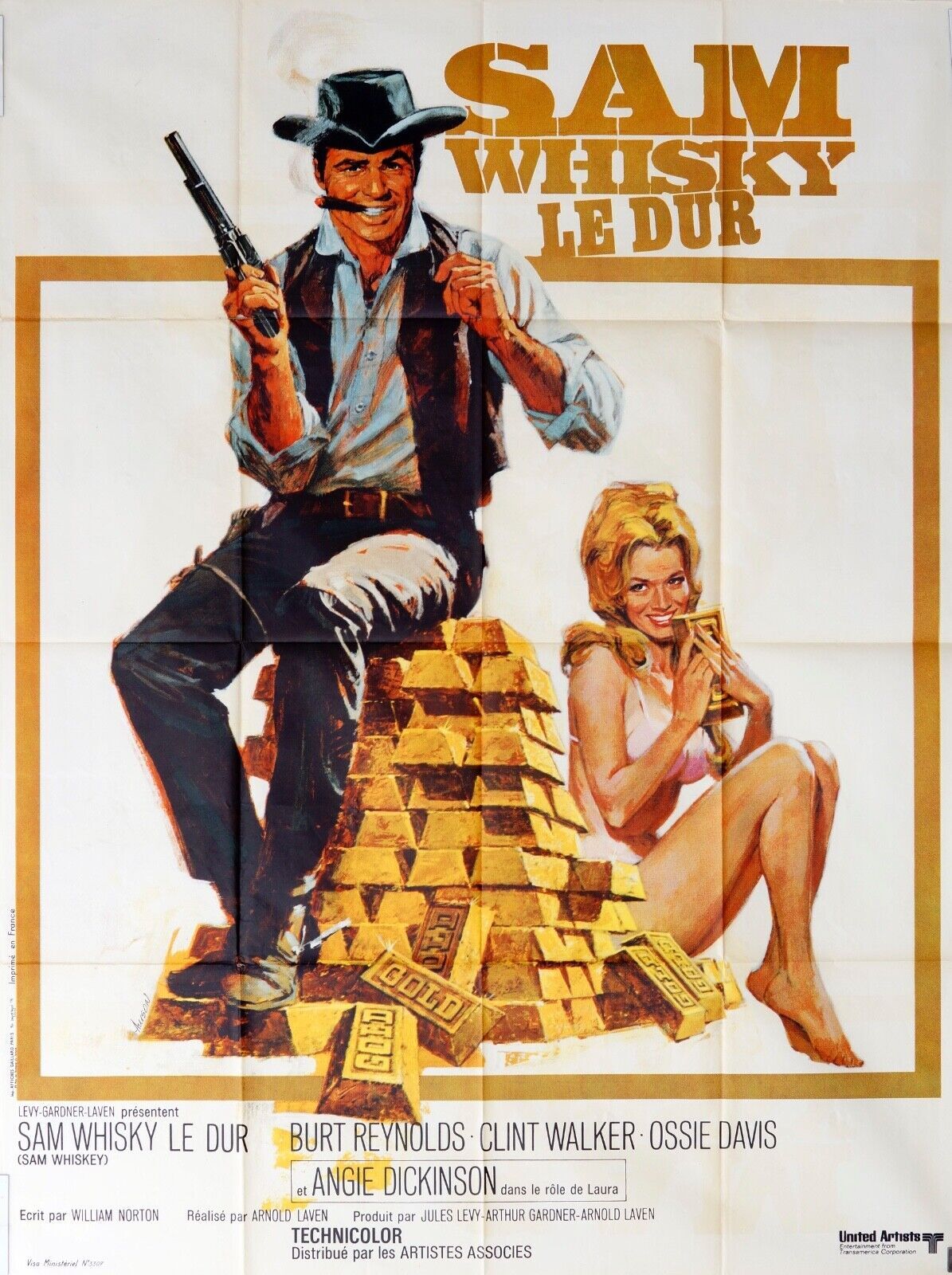 SAM WHISKY LE DUR MOVIE POSTER ORIGINAL 120x160 BURT REYNOLDS