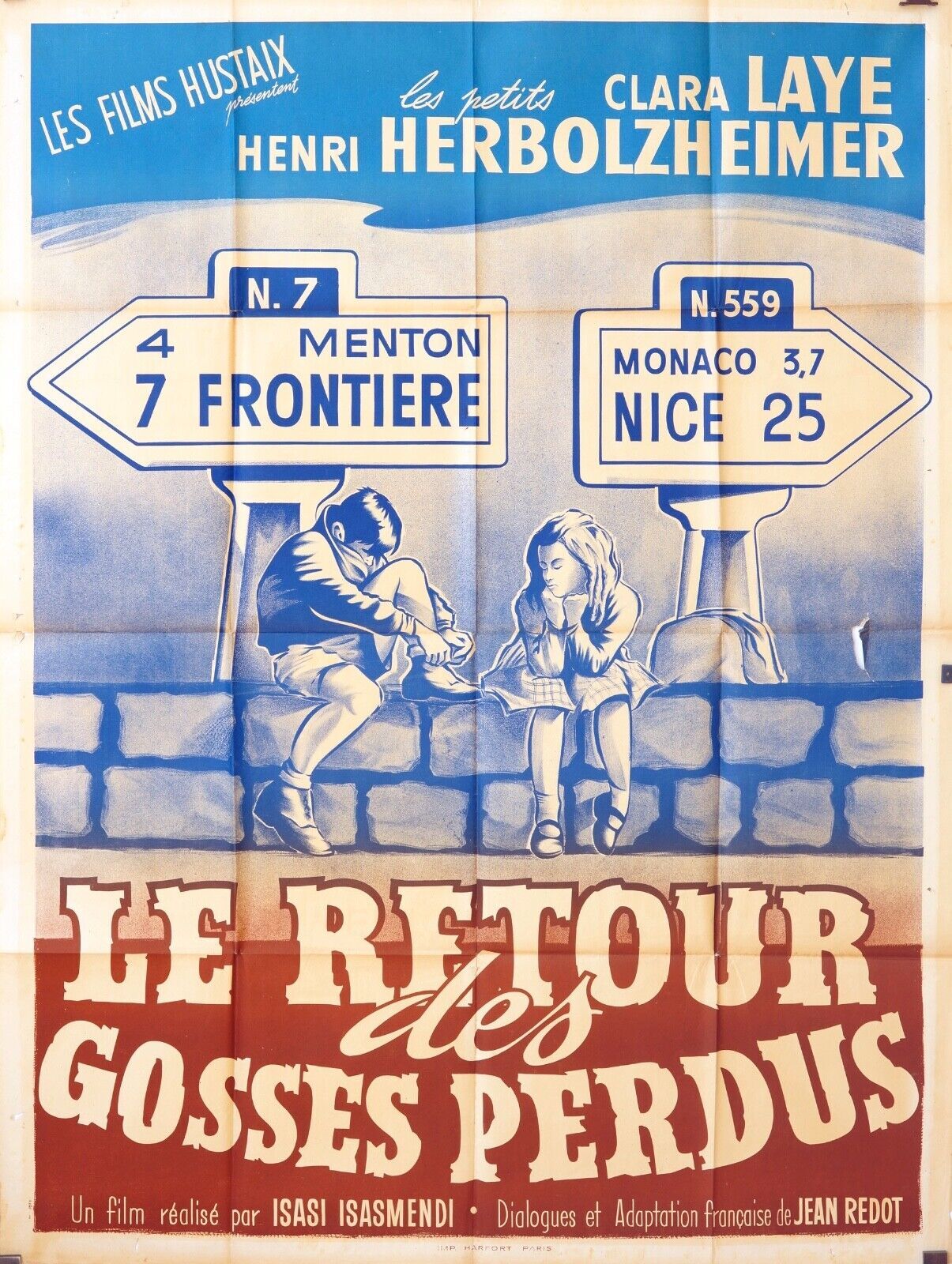 LE RETOUR DES GOSSES PERDUS MOVIE POSTER ORIGINAL 120x160 RICHARD TODD