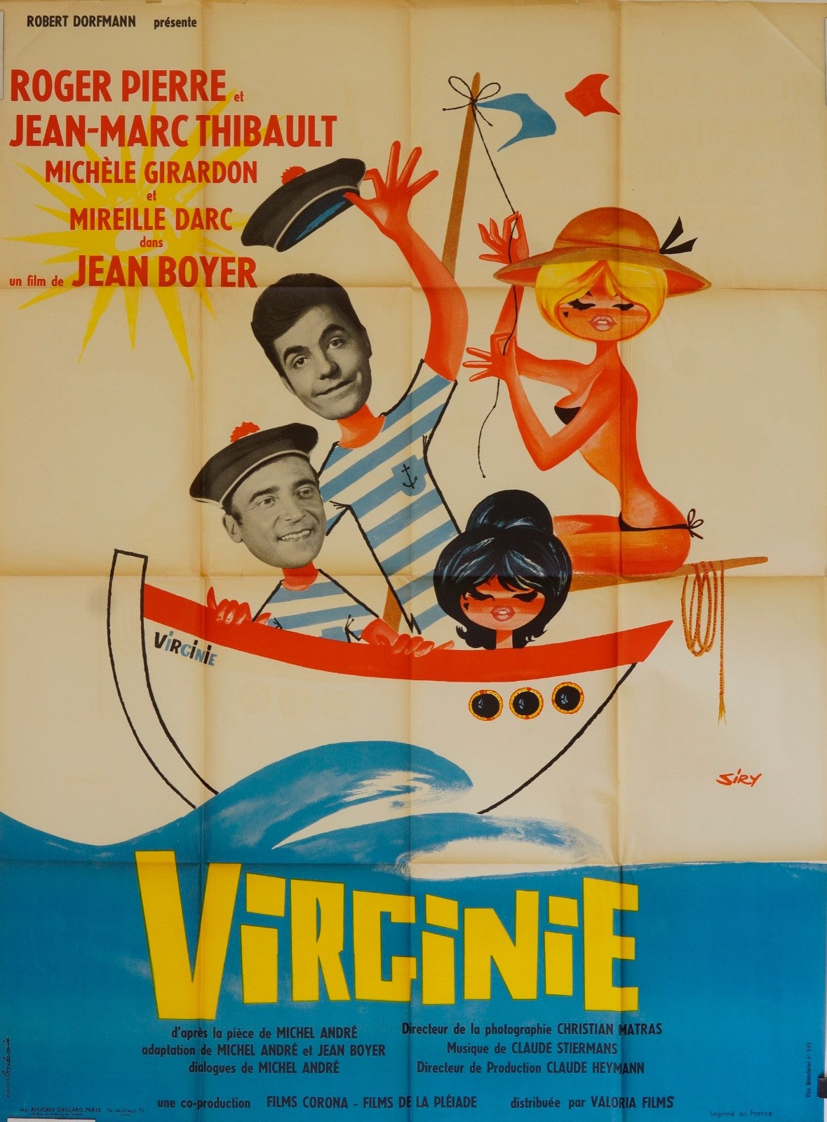VIRGINE ROGER PIERRE MOVIE POSTER ORIGINAL 120x160 MICHEL FERMAUD