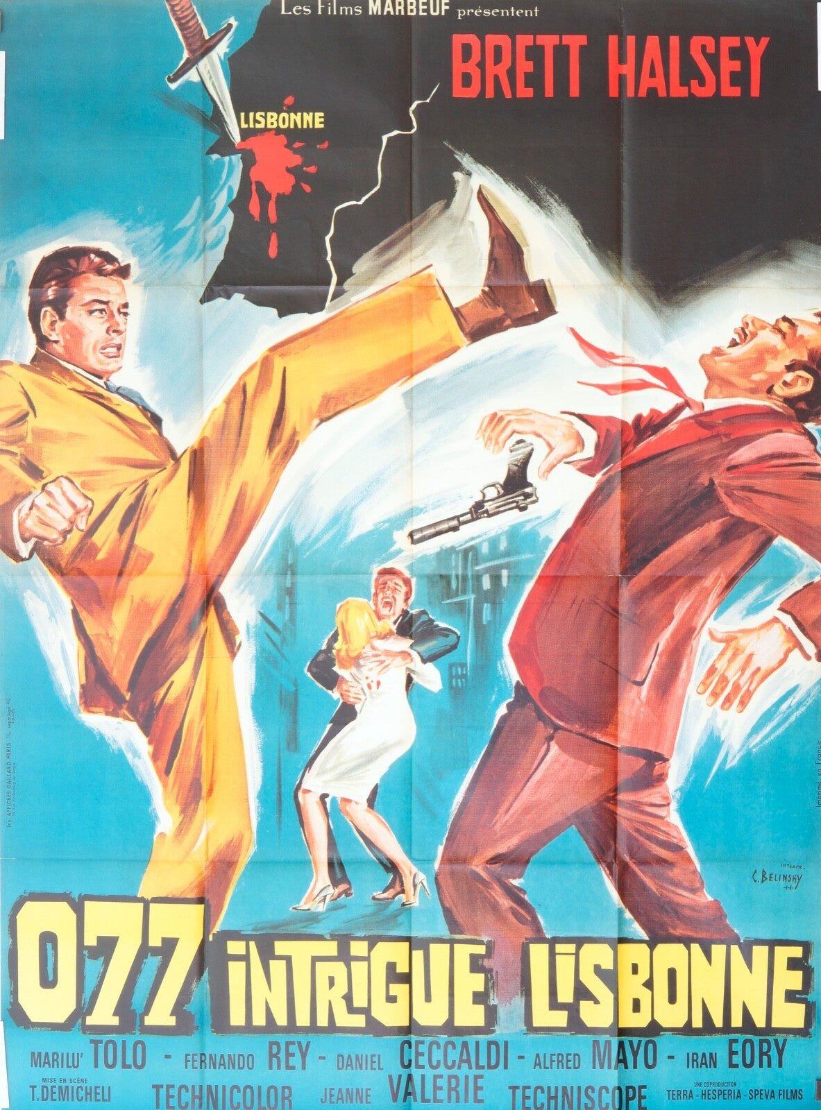 077 INTRIGUE LISBONNE MOVIE POSTER ORIGINAL (120X160) BRETT HALSET