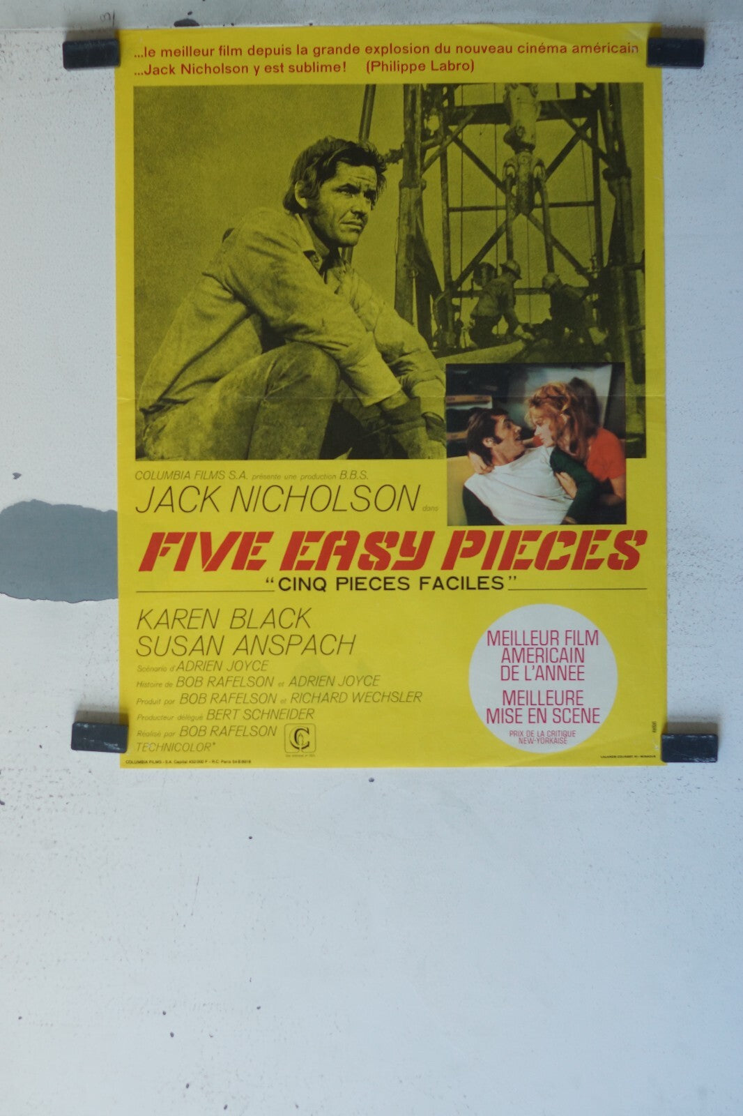 FIVE EASY PIECE ORIGINAL MOVIE POSTER 52X39 Jack Nicholson , Karen Black