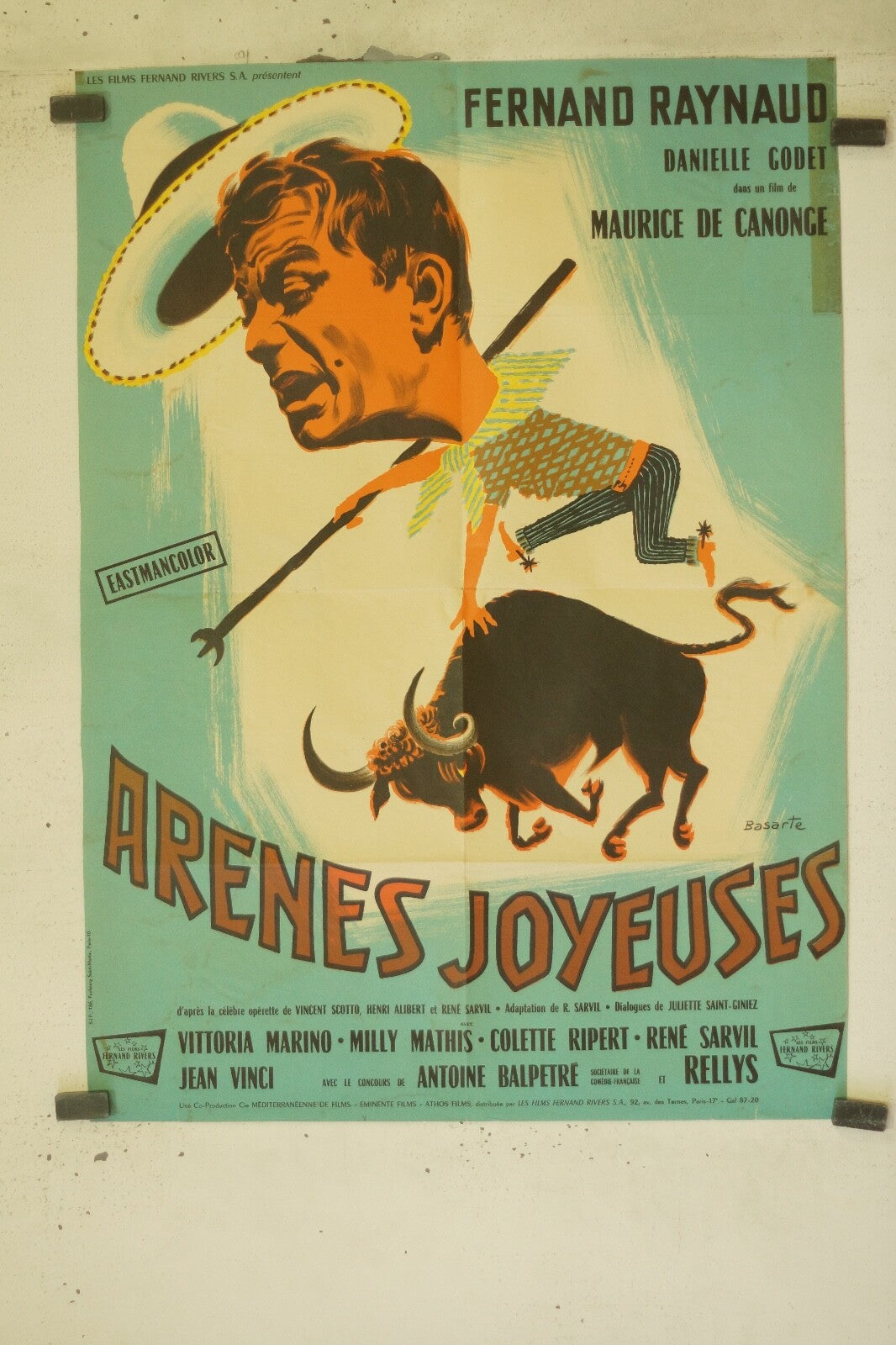 ARÈNES JOYEUSES MOVIE POSTER ORIGINAL (60X80) FERNAND RAYNAUD – DANIELLE GODET