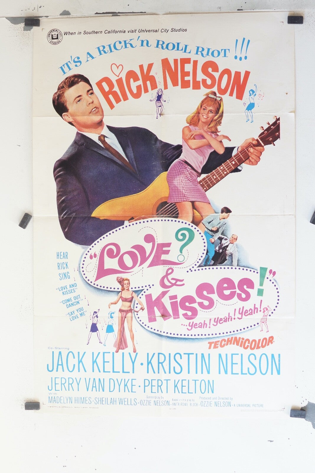 LOVE AND KISSES ! (1965) 70X100ORIGINAL MOVIE POSTER JACK KELLY, KRISTIN NELSON