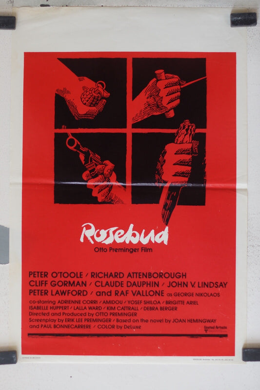 ROSEBUD POSTER ORIGINAL BELGE 30x55, PETER O'TOOLE, ISABELLE HUPPERT