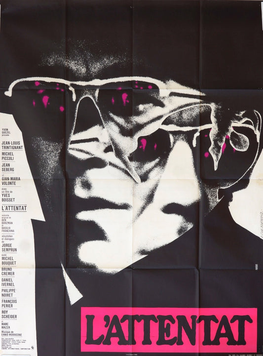 L’ATTENTAT JEAN-LOUIS TRINTIGNANT ORIGINAL POSTER ORIGINAL 120x160