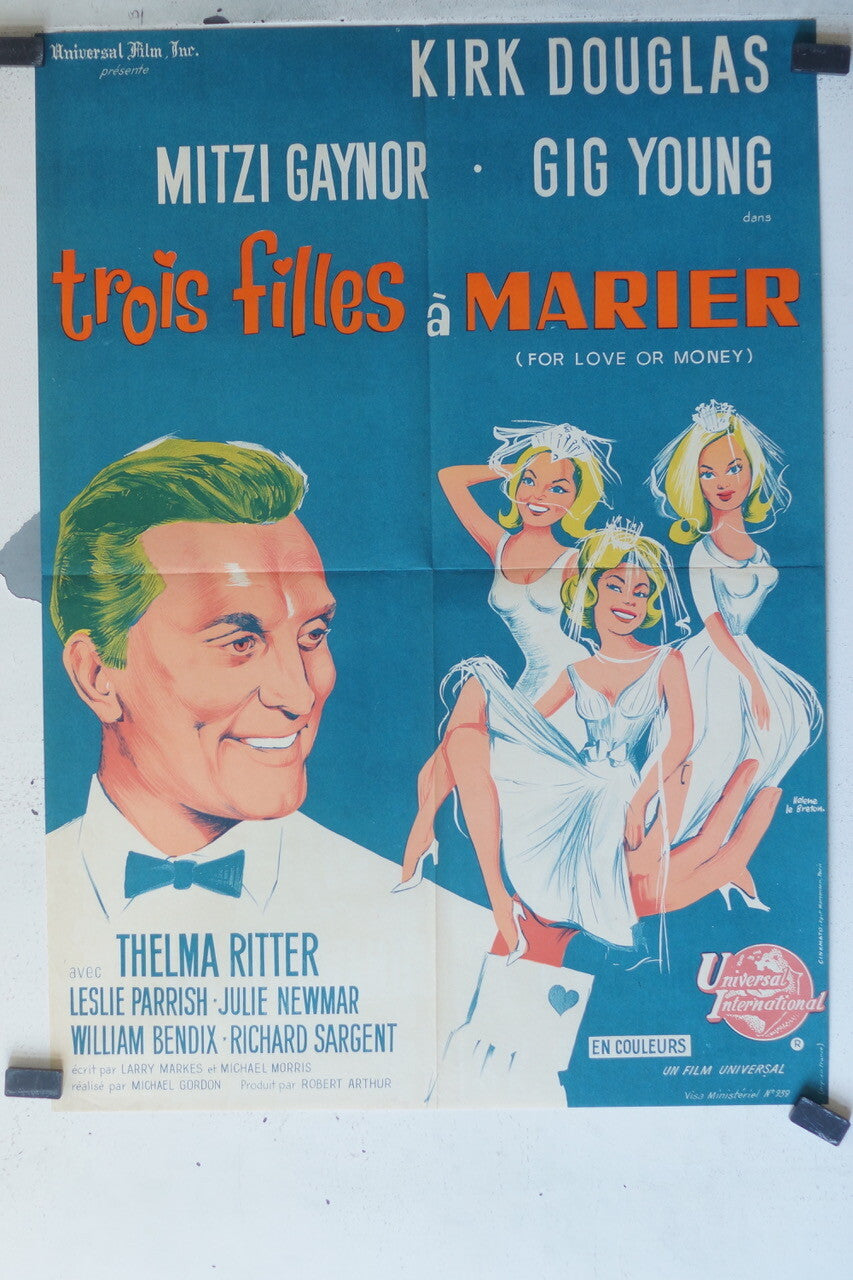 TROIS FILLES A MARIER POSTER ORIGINAL (60X80) Kirk Douglas , Mitzi Gaynor