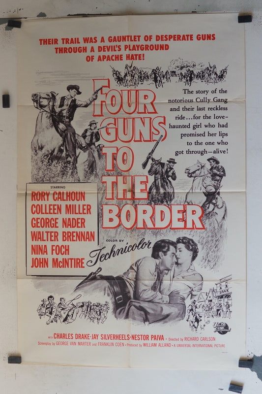 FOUR GUNS TO THE BORDER ORIGINAL MOVIE POSTER 70x100 RORY CALHOUN,COLLEEN MILLER