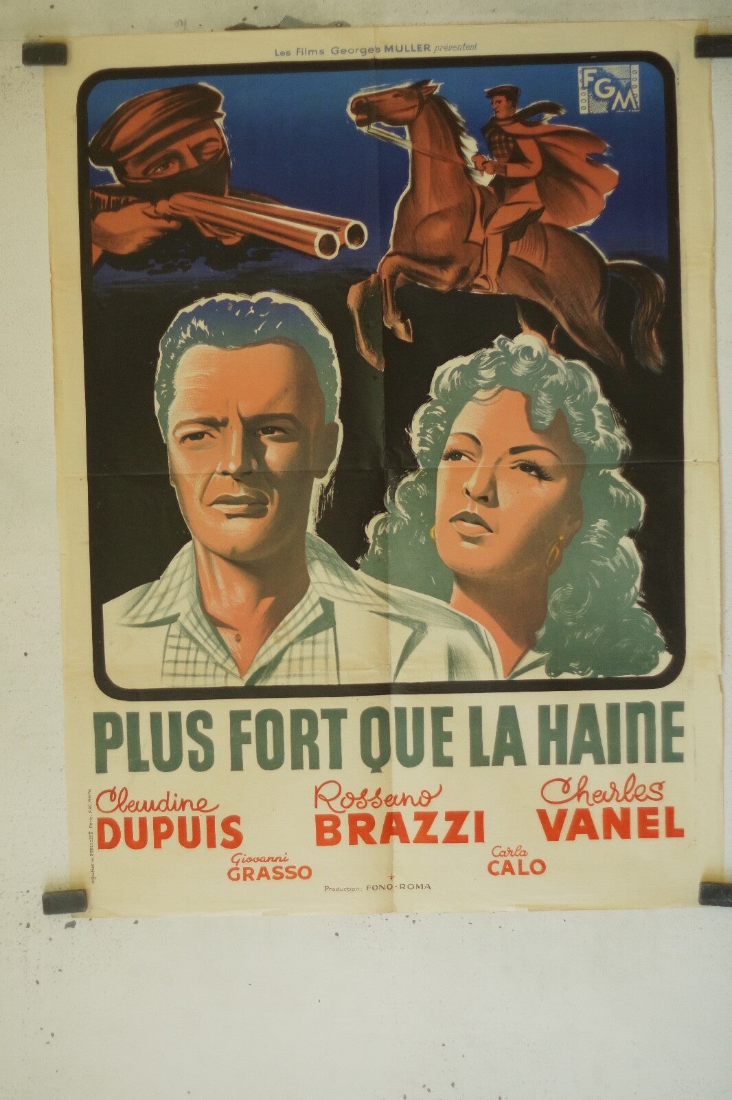 PLUS FORT QUE LA HAINE MOVIE POSTER ORIGINAL (60X80) CLAUDINE DUPUIS – ROSSANO