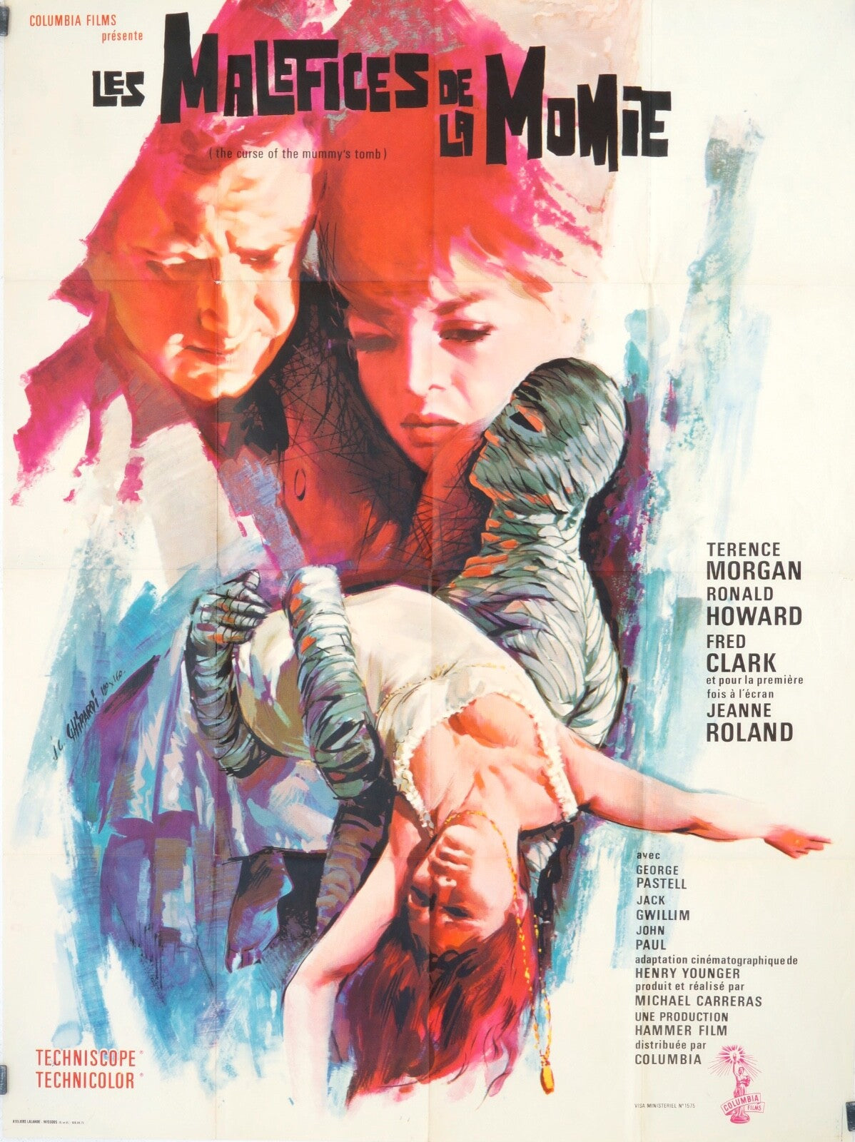 LES MALÉFICES DE LA MOMIE MOVIE POSTER ORIGINAL 120x160  TERENCE MORGAN