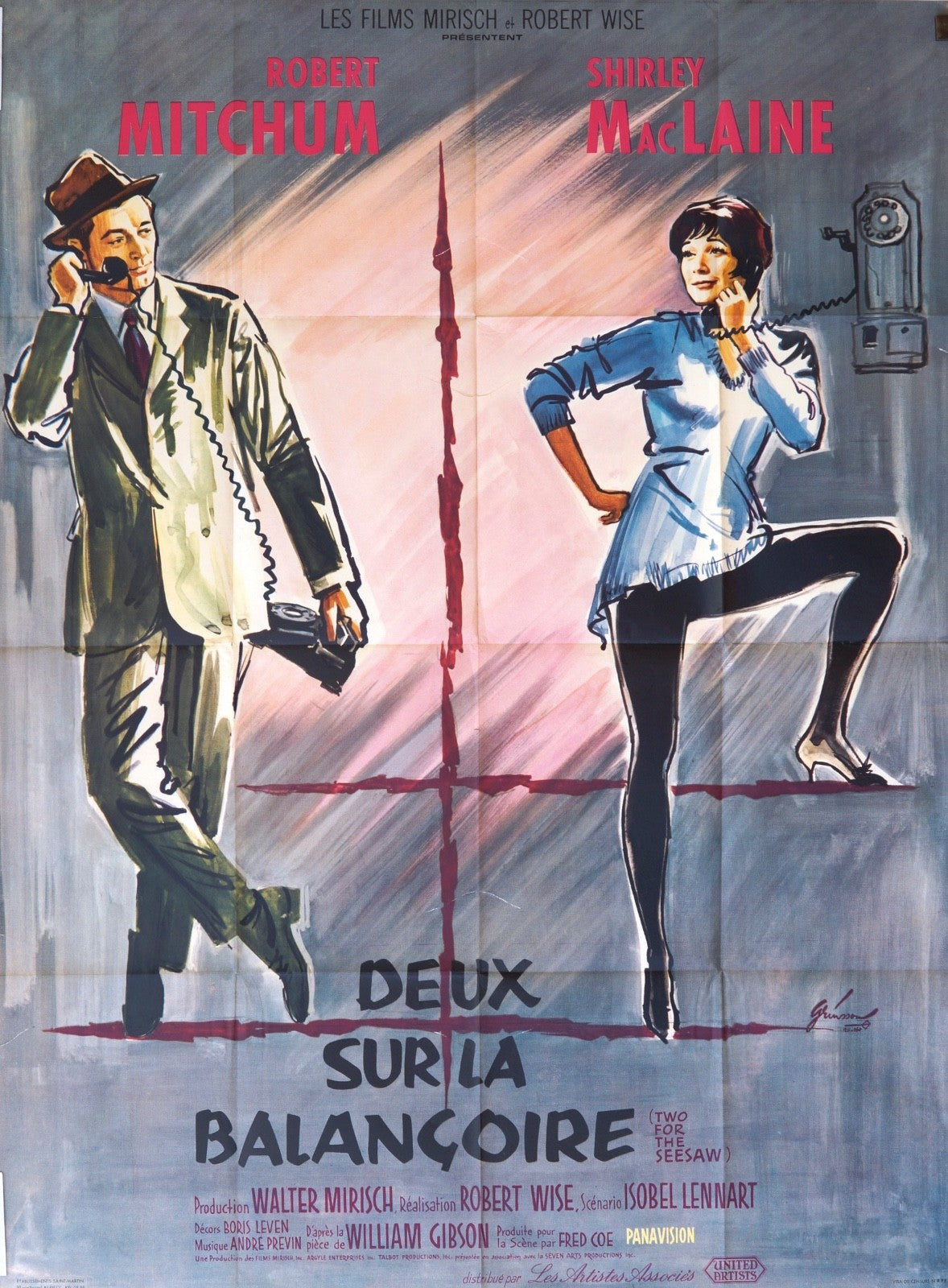 DEUX SUR LA BALANCOIRE ROBERT MITCHUM movie poster ORIGINAL 120x16