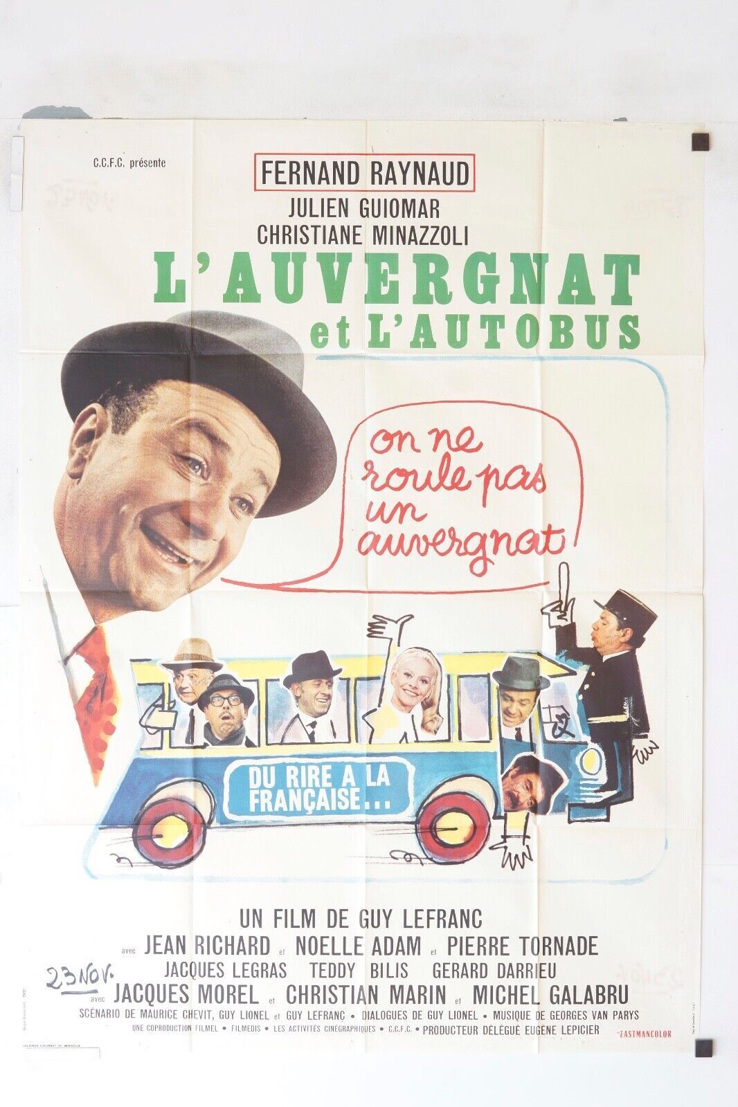 L’AUVERGNAT ET L’AUTOBUS MOVIE POSTER ORIGINAL 120x160 TOM NARDINI