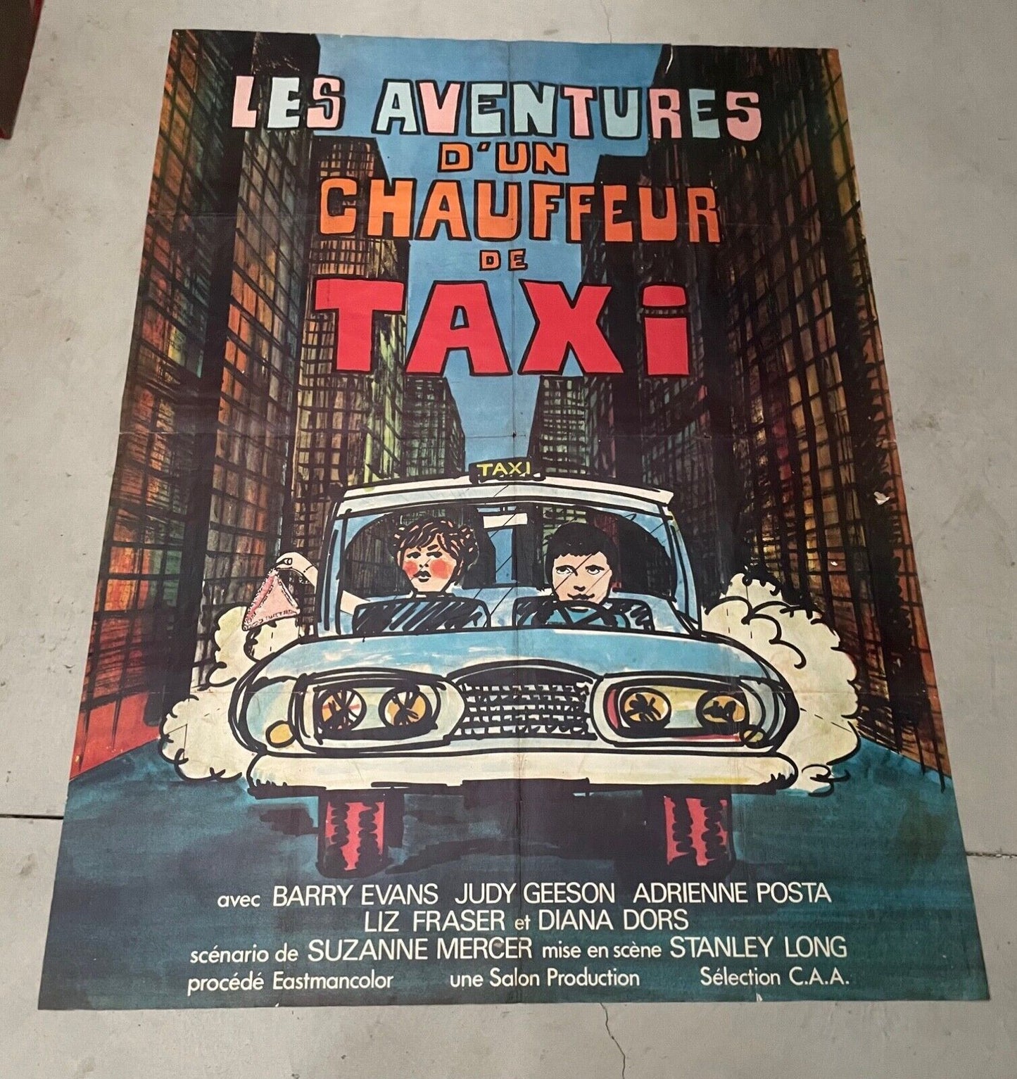 LES AVENTURES D’UN CHAUFFEUR DE TAXI MOVIE POSTER ORIGINAL 120x160 BARRY EVANS