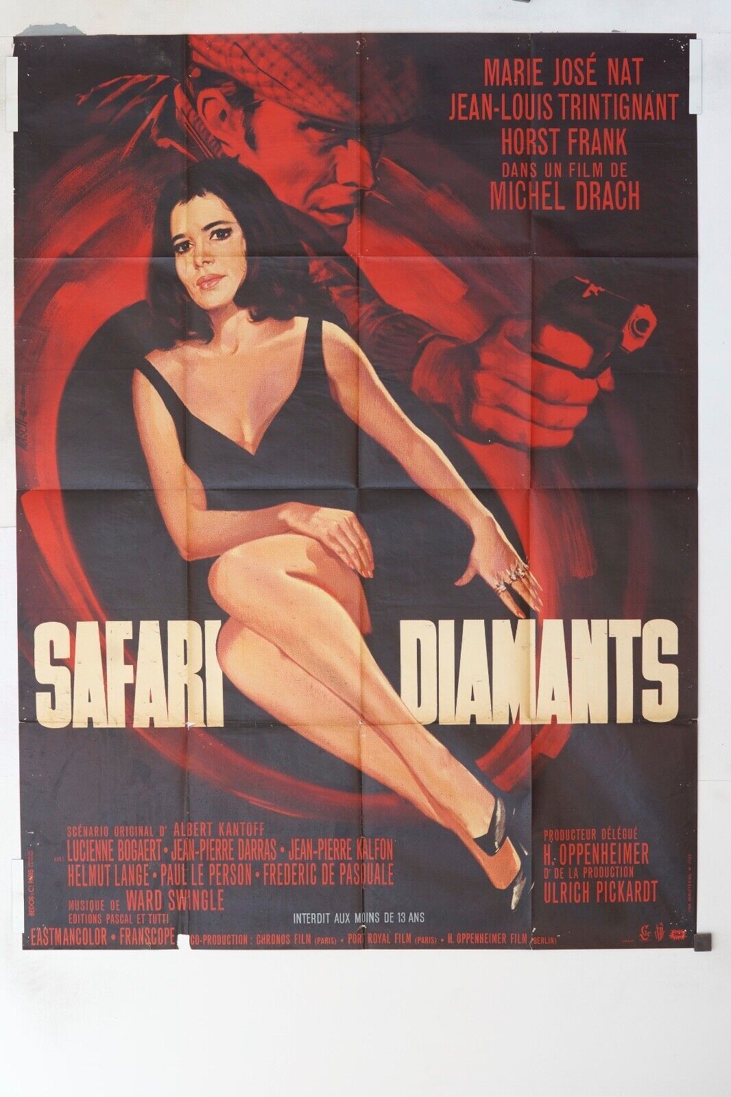 SAFARI DIAMANTS MOVIE POSTER ORIGINAL 120x160 JEAN-LOUIS TRINTIGNANT