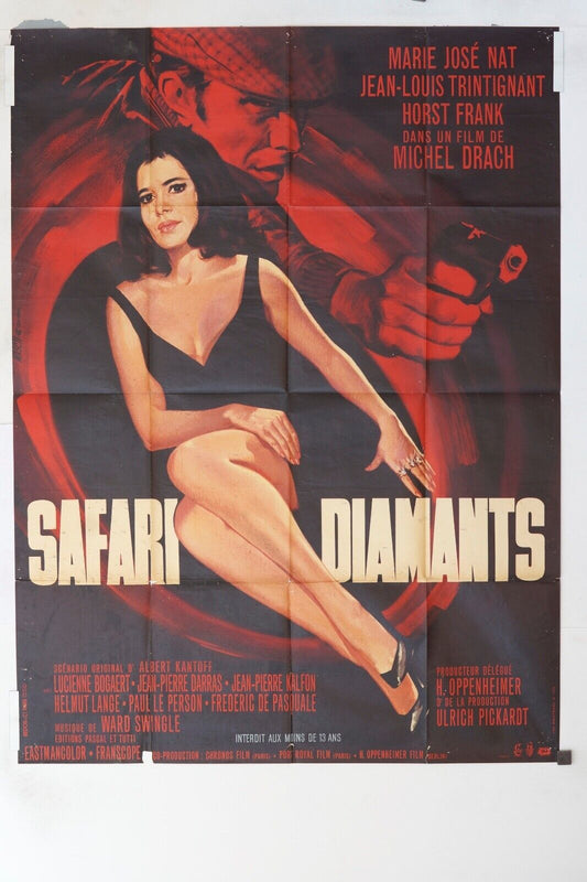 SAFARI DIAMANTS MOVIE POSTER ORIGINAL 120x160 JEAN-LOUIS TRINTIGNANT